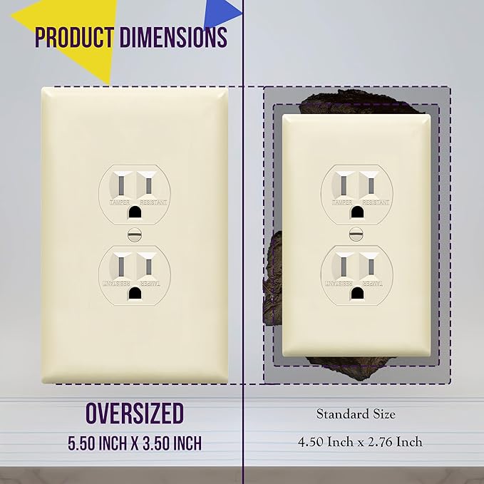 ENERLITES Duplex Receptacle Outlet Wall Plate, Jumbo Electrical Outlet Covers - Image 2
