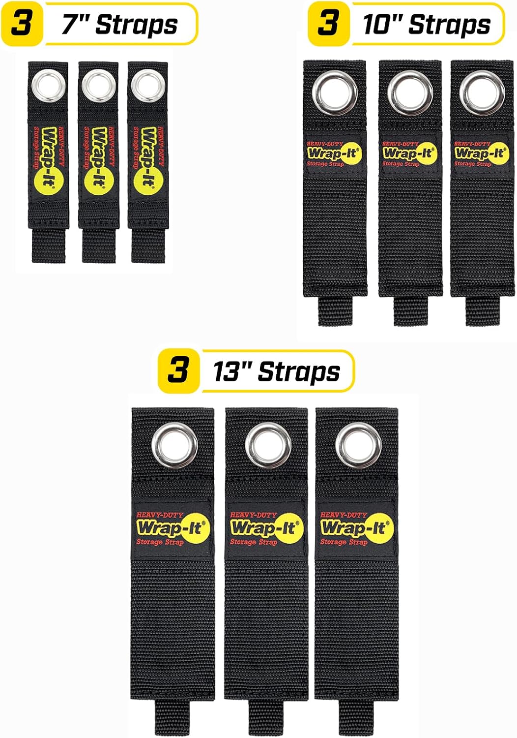 Heavy-Duty Wrap-It Storage Straps - Assorted 9-Pack | Extension Cord Hanger Cord Straps for Garage Storage and Organization