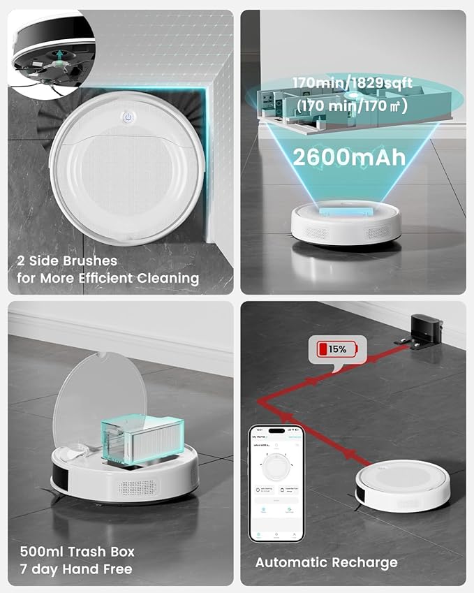 Lefant M310 Ultra Robot Vacuum and Mop, 6000Pa Suction-Slim Robotic Cleaner - Image 7
