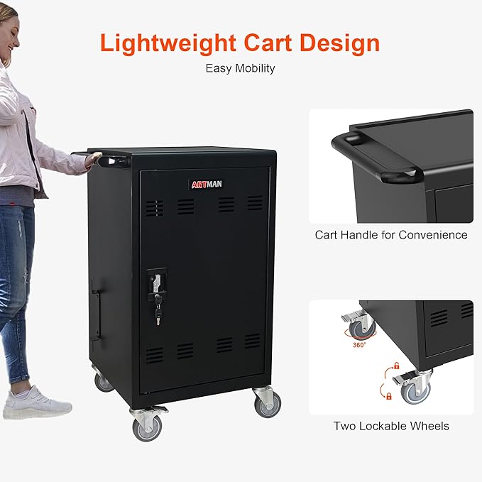 Aokleo Laptop Charging Cart, 32 Devices Tablet Storage Carts - Image 7