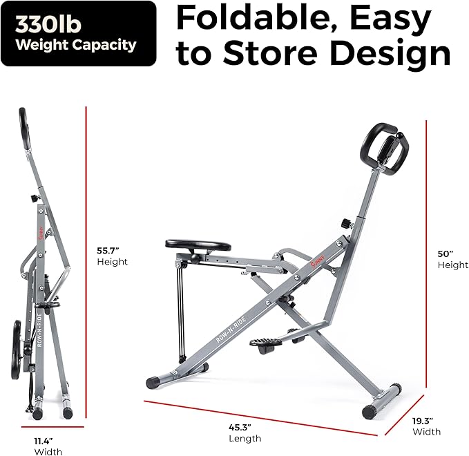Sunny Health & Fitness Smart Row-N-Ride Glute & Leg Trainer, Foldable Squat - Image 6