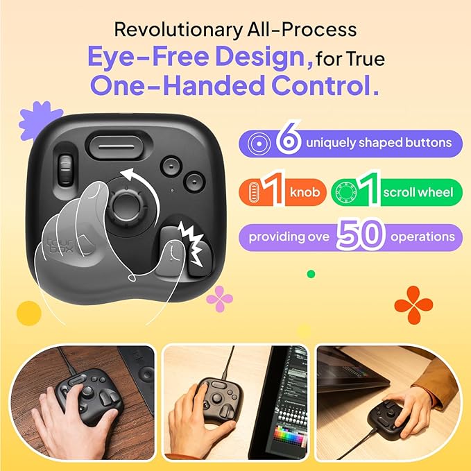 TourBox Lite - Editing Keyboard Compact, Artists Go-to Drawing Macro Keypad - Image 2