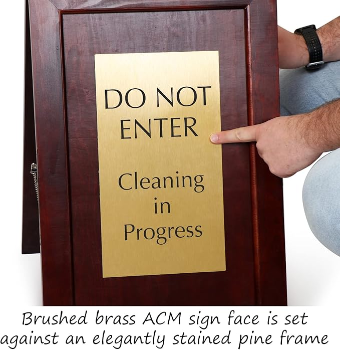 SmartSign Premium "Do Not Enter Cleaning in Progress" Wooden A-Frame Standing - Image 2