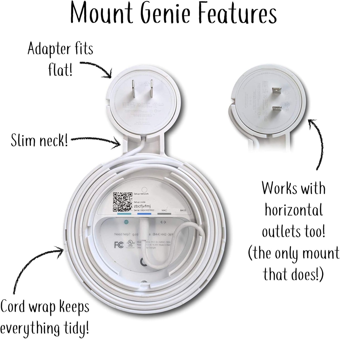 Google WiFi Outlet Mount | Round Plug (2020-Present) | 1-Pack