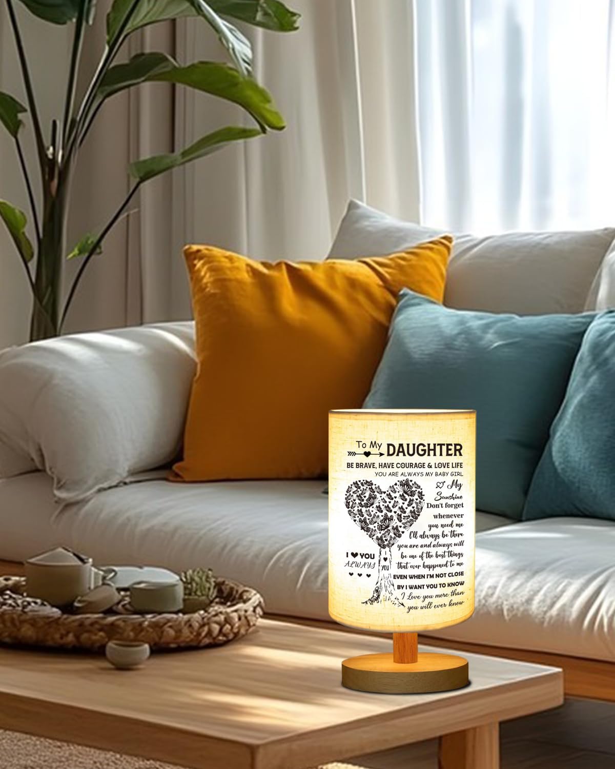 Daughter Gifts from Mom, to Daughter Table Lamp, Daughter Wedding Gifts | Daughter Gifts for Birthday Back to School, Bedside Table Lamp Gifts for Daughter Adult, Mother Daughter Gift