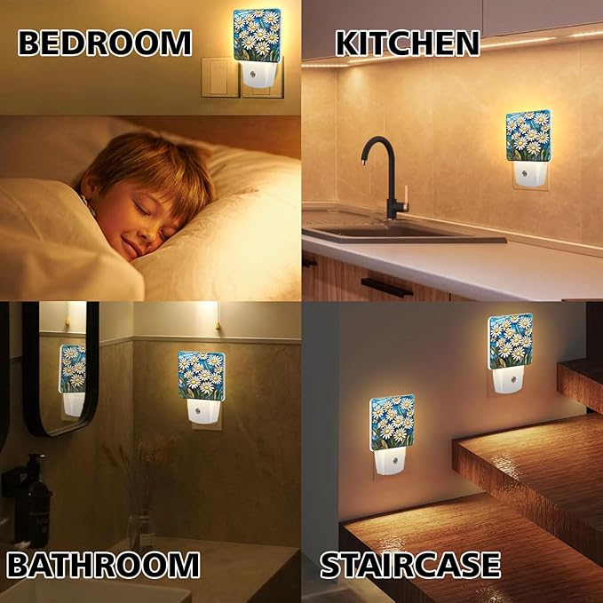 PODMemory Daisy Stained Glass Night Lights Plug into Wall - Image 7