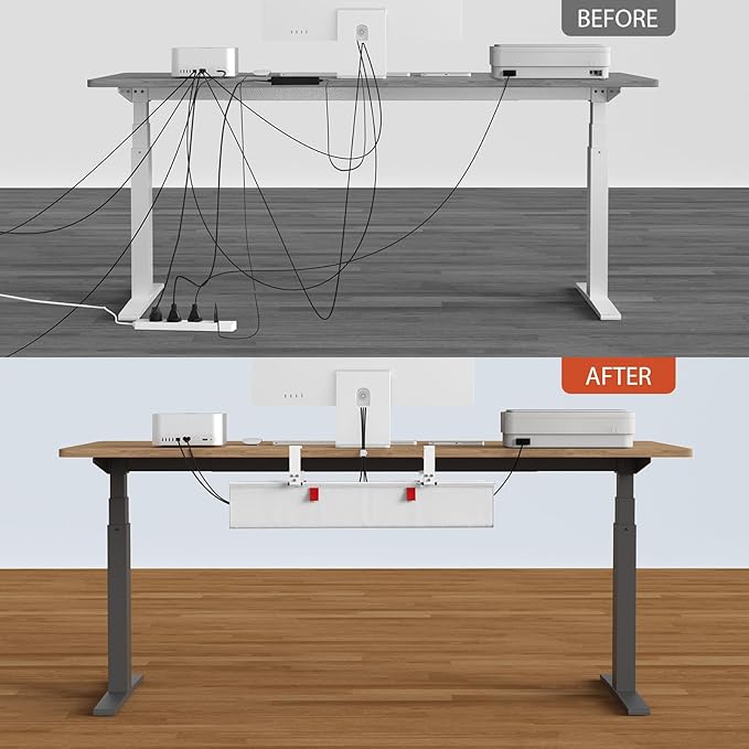 Univivi No Drill Under Desk Cable Management Tray, Clamp/Screw Mount Desk Cable - Image 7