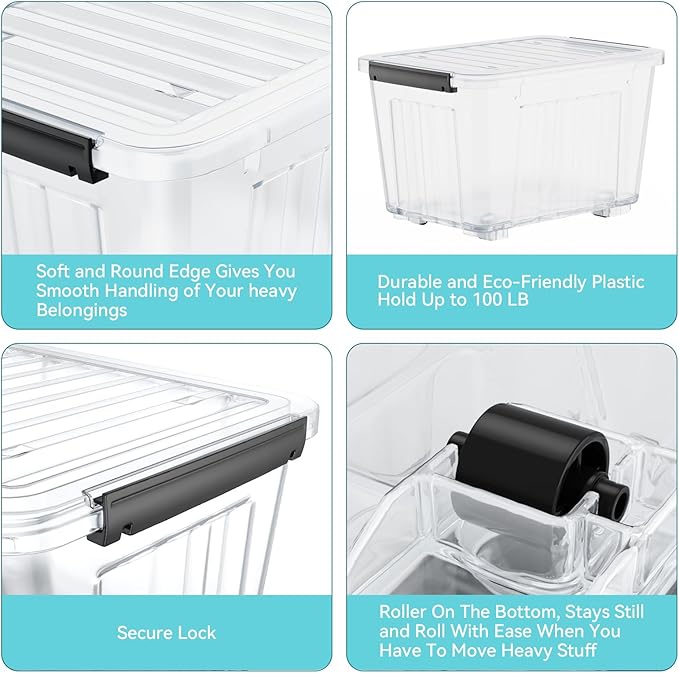 Nazhura 97 Quart Plastic Storage Bin, Stackable and Nestable Storage Boxes - Image 8