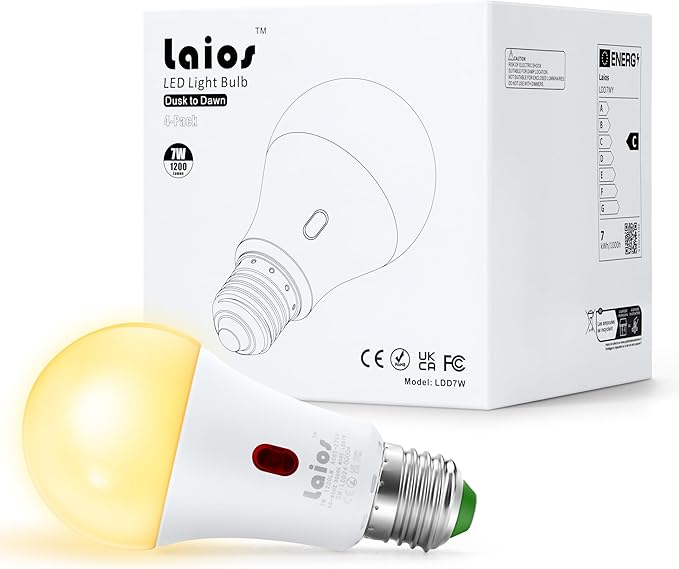 Laios Dusk to Dawn Sensor E26 Light Bulb, 7W LED Outdoor Photocell Lighting Bulb - Image 7