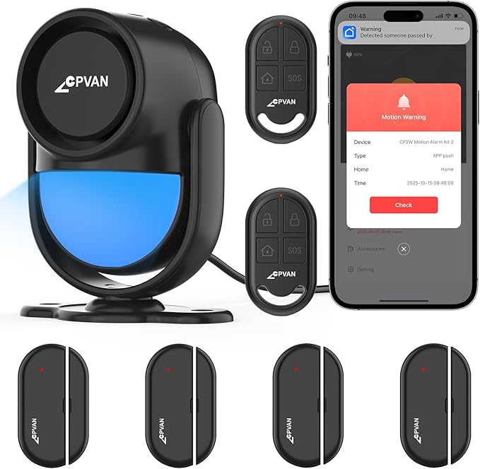 CPVAN WiFi Motion Sensor Alarm, 125dB Wireless DIY Smart PIR Motion Detector by CPVAN