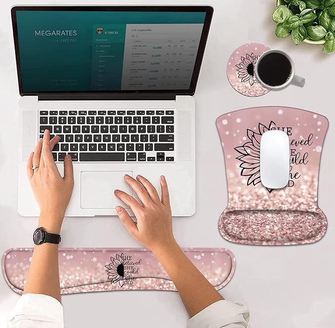 Mouse Pad Wrist Support and Keyboard Wrist Rest Set - Image 4