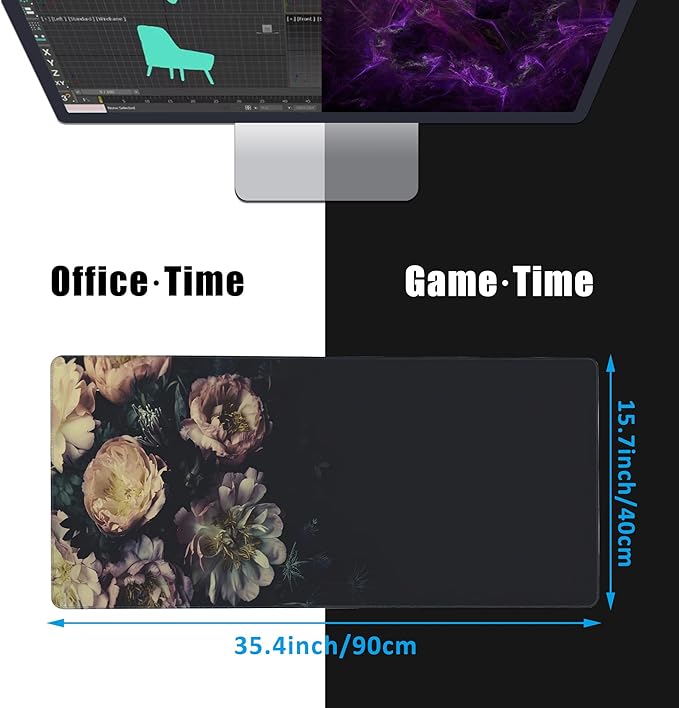 EOBKLAX Mouse Pad, Vintage Peonies Desk Mat - Image 2