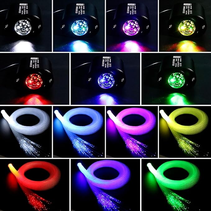 AZIMOM Mini 6W Twinkle Fiber Optic Starlight Box Sound Activated RGBW Fiber - Image 2