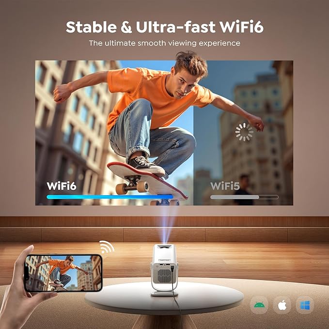 Mini Projector with WiFi6 and Two-Way Bluetooth5.4, 4K Smart 1080P Portable - Image 5