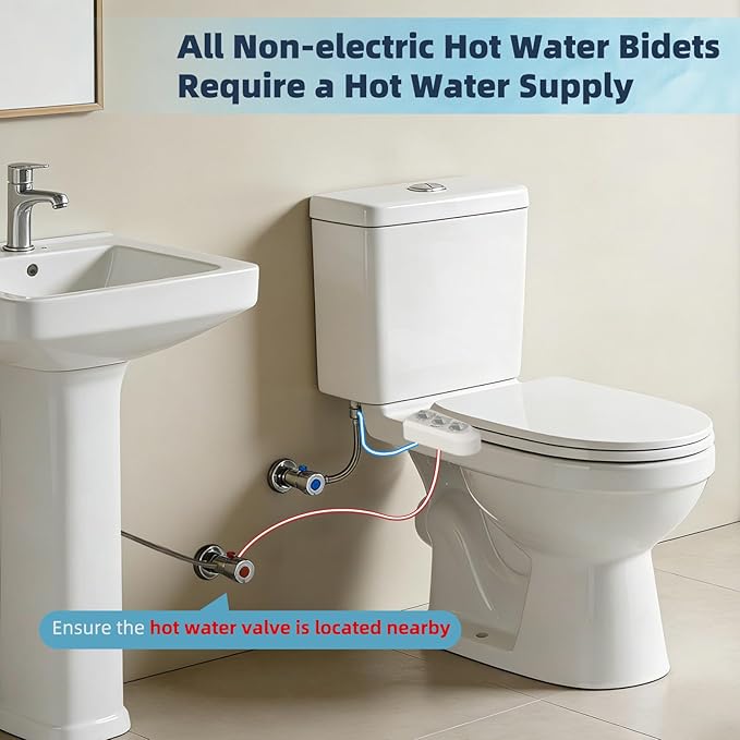 Hibbent Bidet Attachment for Toilet, Self Cleaning Dual Nozzle, Hot & Cold - Image 6