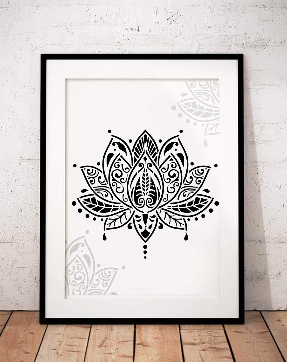 GSS Designs Lotus Flower Mandala Wall Stencil Template (12x12 Inch) - Yoga Studio Boho Bedroom Decor, Painting Stencils for Wood Wall Furniture Floor Tiles Fabric(SL-062)