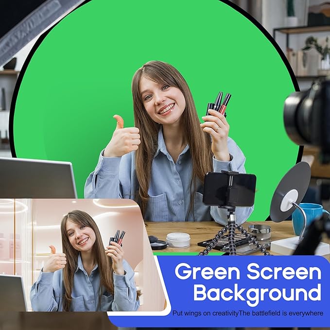 Portable Blue Green Screen Chair, 57 in Greenscreen Backdrop - Image 7