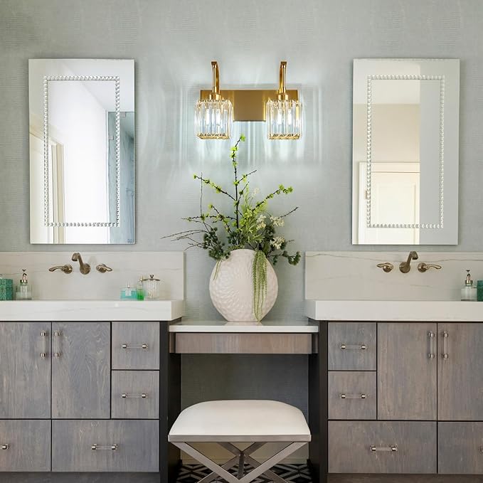 FDPBY Crystal Vanity Lights 2-Light Gold Wall Lamp Modern Crystal Bathroom - Image 7