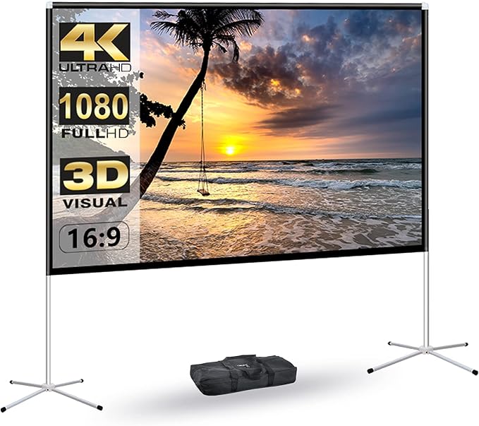 Portable Projector Screen with Stand Outdoor: Camping Projection Screen 80 inch by AODIOU