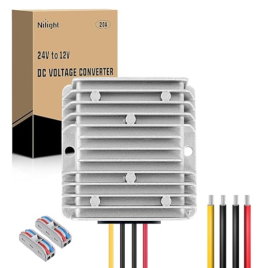 Nilight 24V to 12V Voltage Converter 240W 20A Regulator Step Down to 12VDC by Nilight