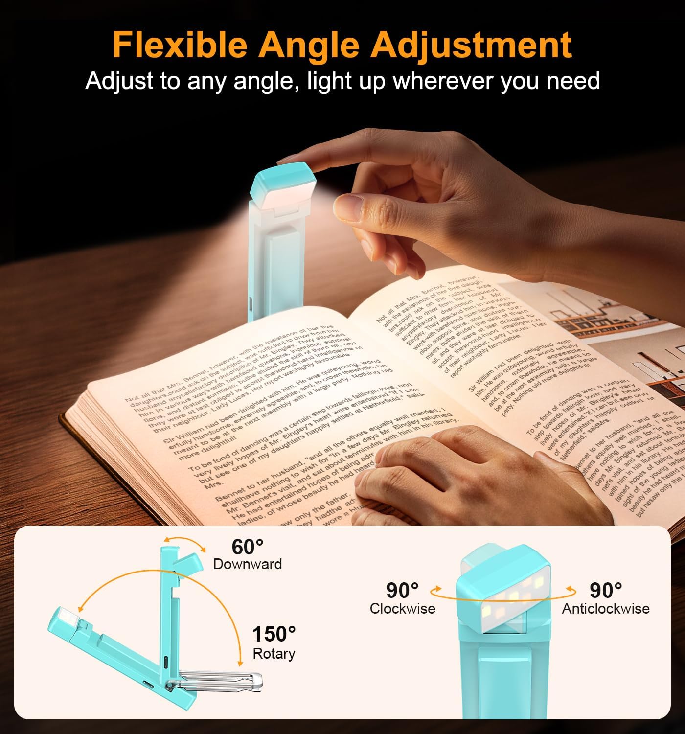 Gritin 2026 Gen 2 Rechargeable Book Light,2-in-1 Reading Light & Flashlight | Eye Caring 6 Color Temps,6-Level Dimmable Brightness,160 Hrs+ Runtime,Compact Size Portable Clip-on Book Lamp for Book Lovers