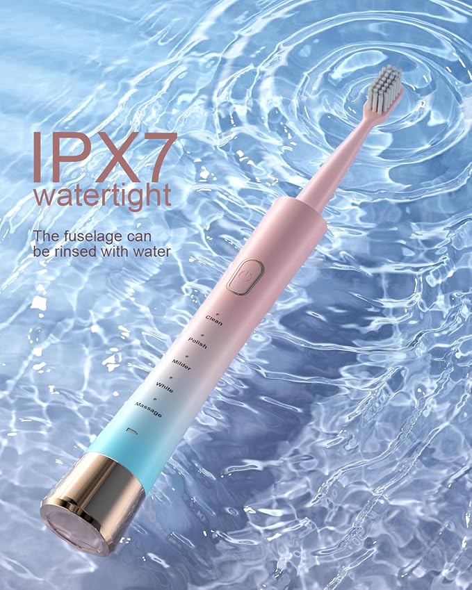 AJELU Pink & Blue Gradient Rechargeable Sonic Electric Toothbrush - Image 6