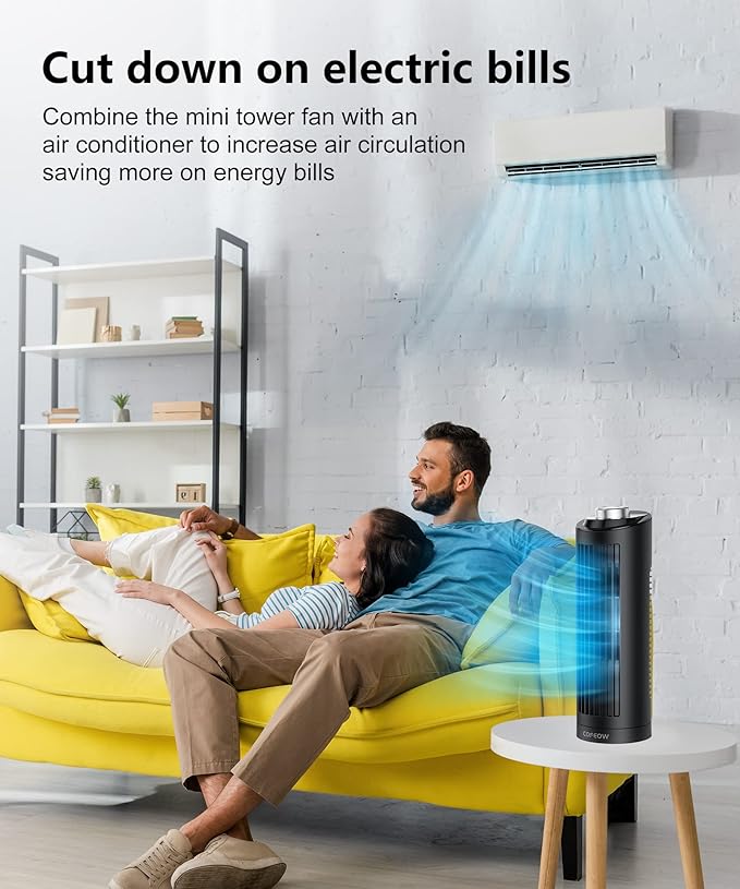 Abolee Tower Fan for Bedroom, 23ft/s Desk Fan - Image 8