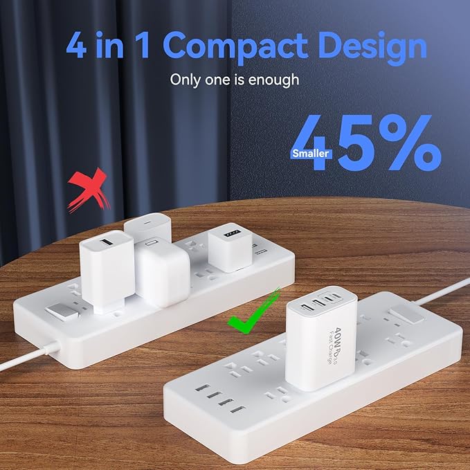 USB C Wall Fast Charger Block, 40W 4-Port Type C Chargers Fast Charging Blocks - Image 6