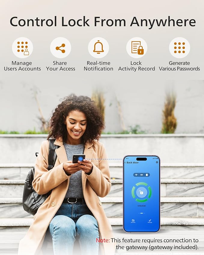 Philips Wi-Fi Smart Lock with Handle, Keyless Entry Keypad Door Lock with Handle - Image 3
