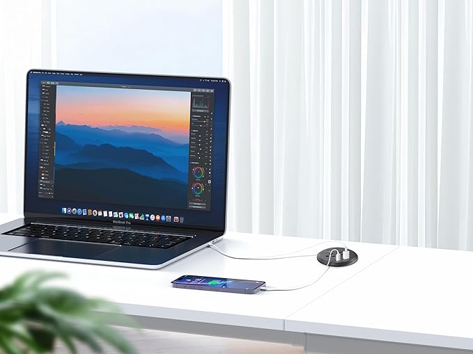 Desktop Power Grommet 3-inch Hole, 40W Total Fast Charging Station, 2 PD 20W - Image 5