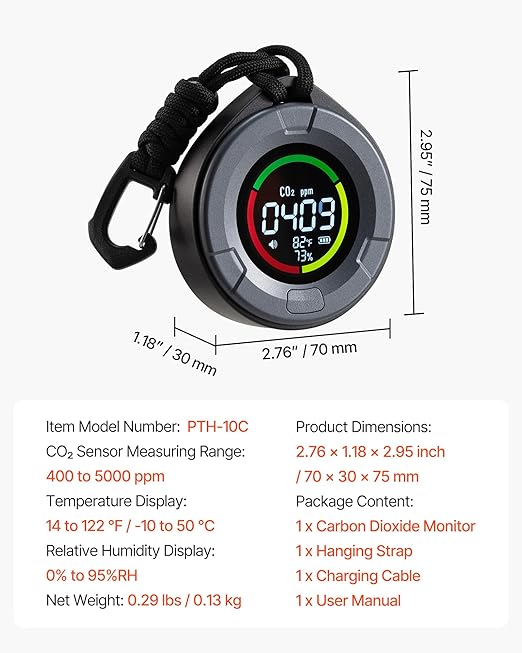 VEVOR Carbon Dioxide Monitor, CO2 Controller - Image 7