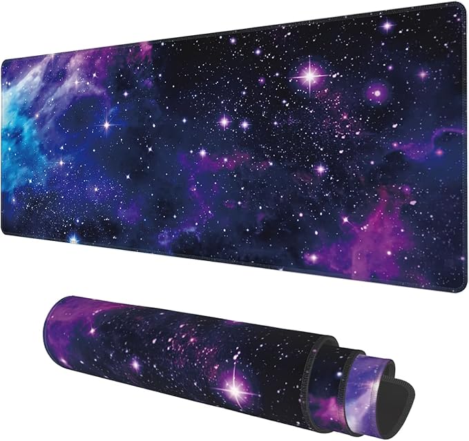 Desk Mat, Galaxy Nebula Universe Space Extended Gaming Mouse Pad Large by KOAIWPAE