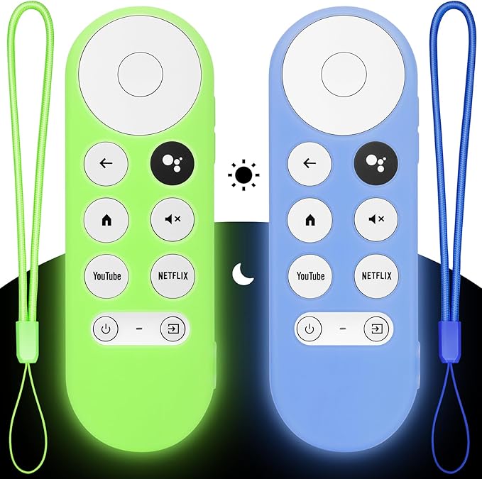 2PC Cover-Case-for-Chromecast-Google-TV-Remote, Glow-in-The-Dark Silicone by LOUTOC