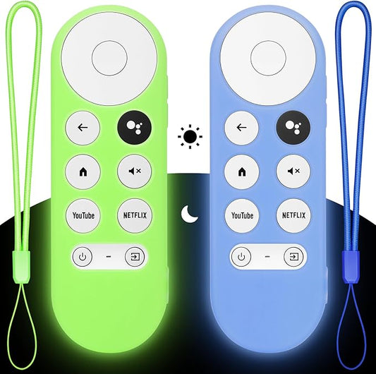 2PC Cover-Case-for-Chromecast-Google-TV-Remote, Glow-in-The-Dark Silicone by LOUTOC