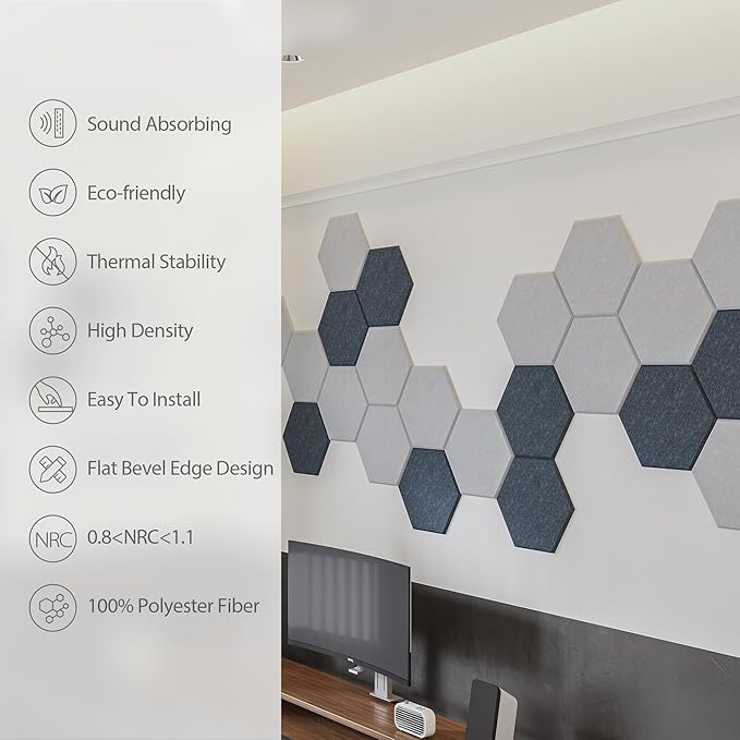 Amantech 12 Pack Acoustic Panels Self Adhesive Sound Proof Foam, High Density - Image 5