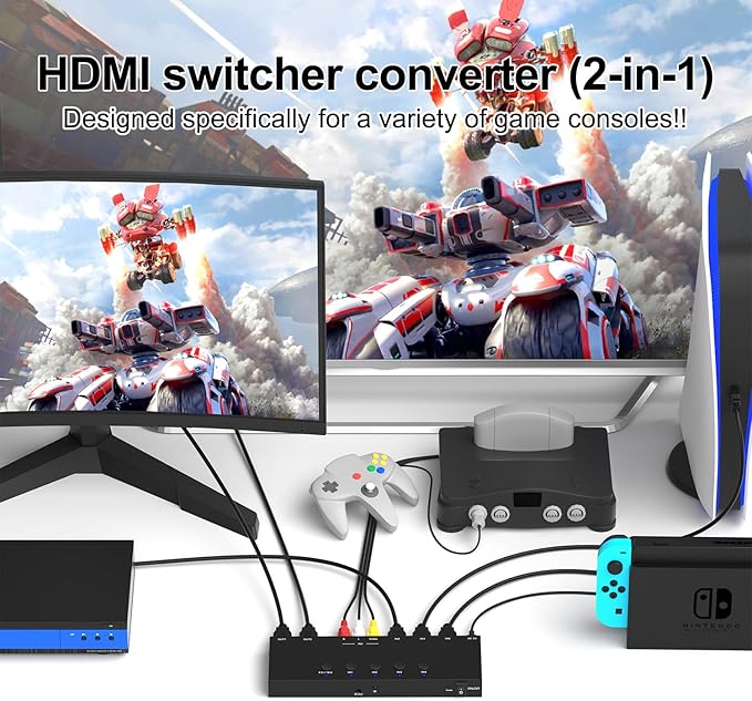 RuiPuo 4In to 2Out HDMI/AV Switch RCA to 2Port HDMI Converter - Image 3