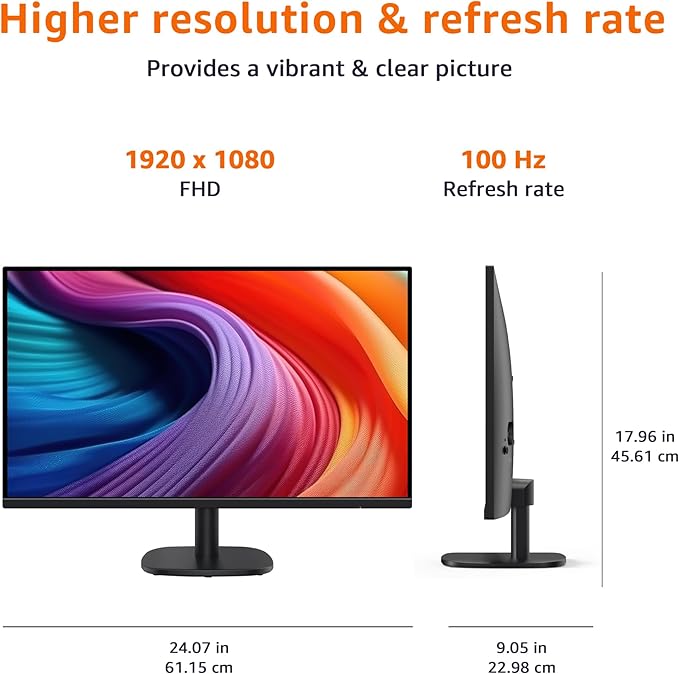 Amazon Basics 27 inch Monitor, FHD 1080P, Max 100Hz, VESA Compatible, Built-in - Image 5
