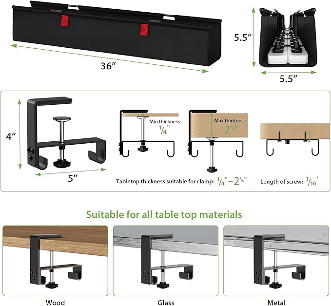 KEEGH No Drill Under Desk Cable Management Tray - Image 4
