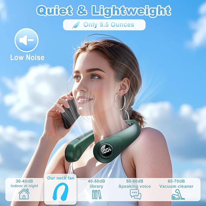 Portable Neck Fan that Blow Cold Air, LED Display, Rechargeable Hands-Free - Image 3