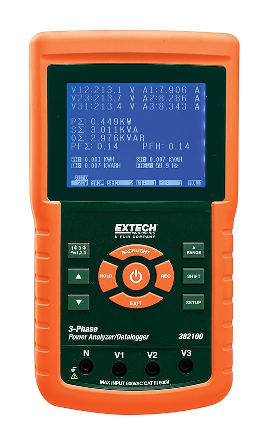 Extech 382100 1200A 3-Phase Power Analyzer/Datalogger by Extech