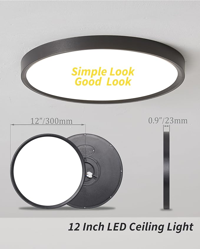 Led Flush Mount Ceiling Light, 12 Inch 24w 2520lm Round, 6000k CCT Selectable - Image 6