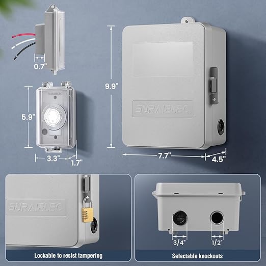 SURAIELEC 40A 240V 3HP Outdoor Timer Switch - Image 7