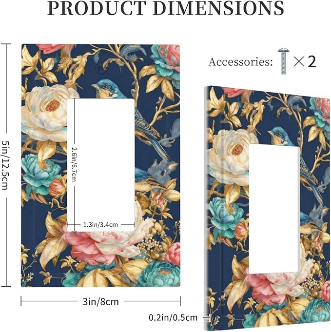 Bvtewkhz Floral Birds Morris 1 Gang Single Rocker Decorative Outlet Covers - Image 5