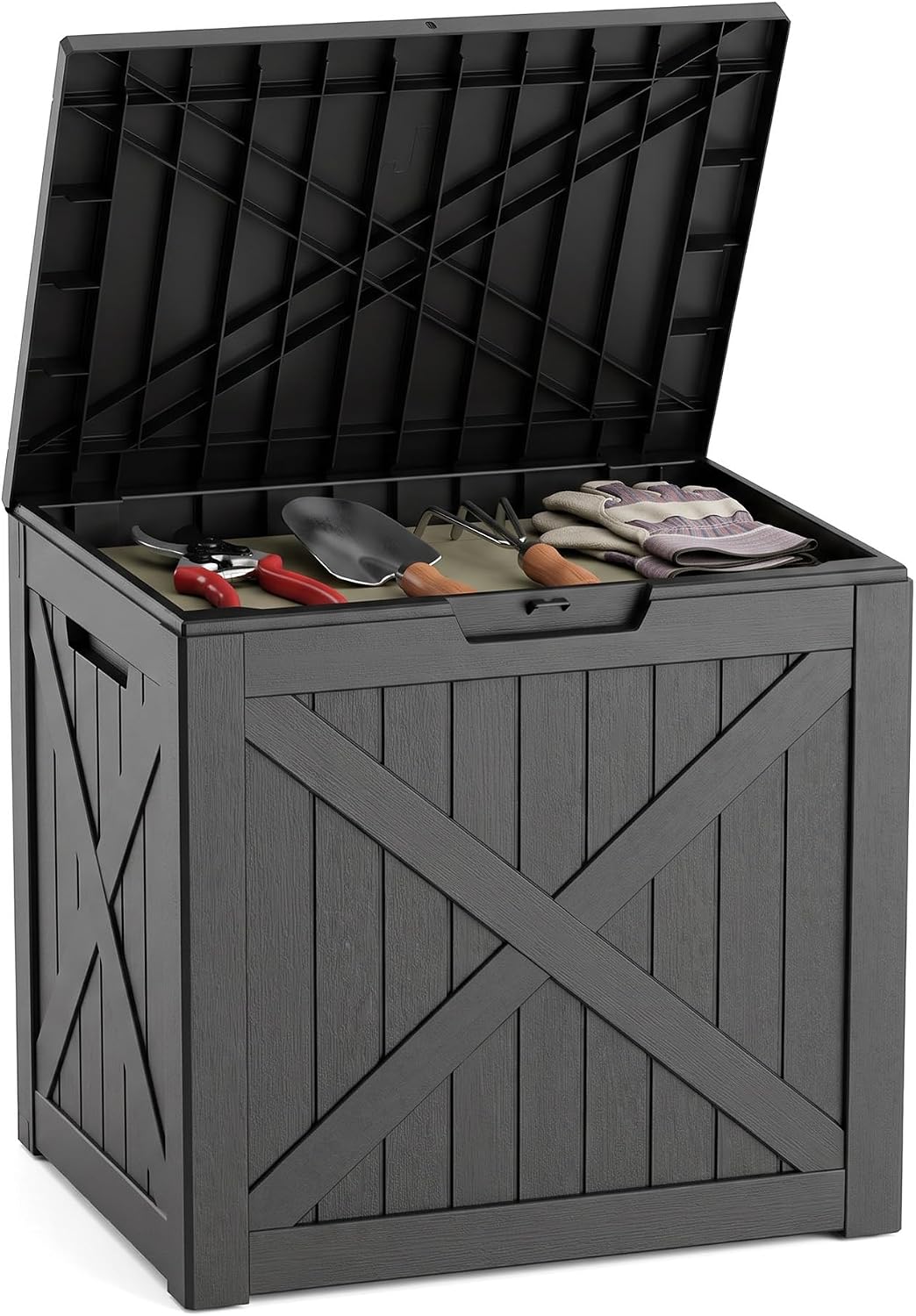 32 gallon waterproof resin storage deck box, black, main product view