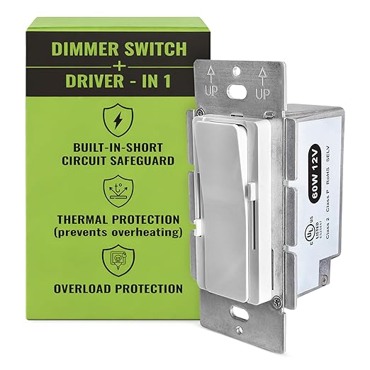 Select LED 60W 12V DC Driver and Dimmer Light Switch, 120VAC Decora Dimmer by selectlighting