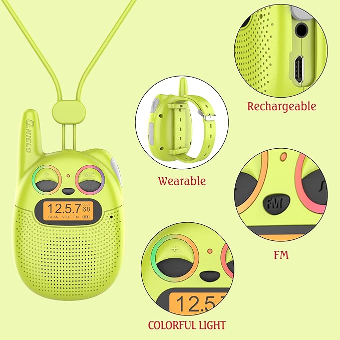 Qniglo Walkie Talkies for Kids Rechargeable 3 Pack, Christmas Birthday Gifts - Image 5