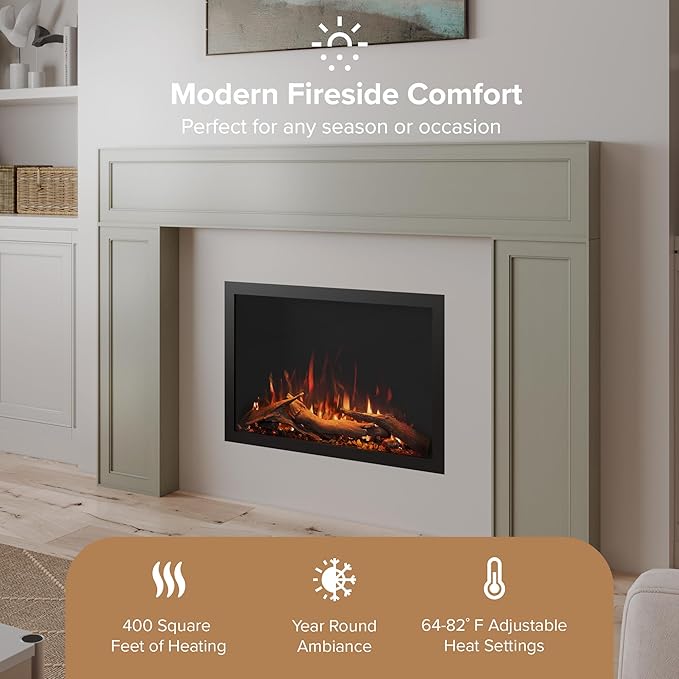 Modern Ember Highmark Traditional 26 Inch Built-in Smart Electric Fireplace - Image 5