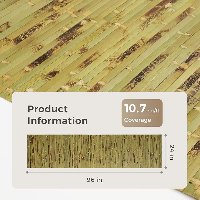 OUZUGIE 1 Pack 96x24 Inch Natural Bamboo Wall Panel – Green Burned Pole Wrap - Image 2