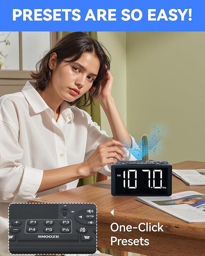 Digital Alarm Clock Radio with AM/FM Radio, Dual Weekday/Weekend Alarms - Image 6