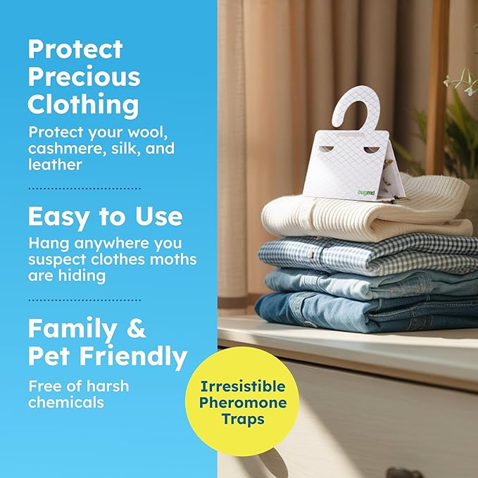 BugMD Clothes & Pantry Moth Traps – Sticky Glue Pheromone-Based Repellent - Image 3